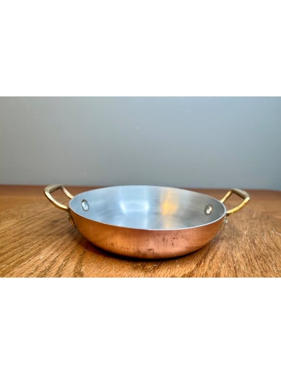None Other - Vintage Copper  Mini Saute Pan /Mini Au Gratin Pan (5 5/8" diameter) With 2 Bras